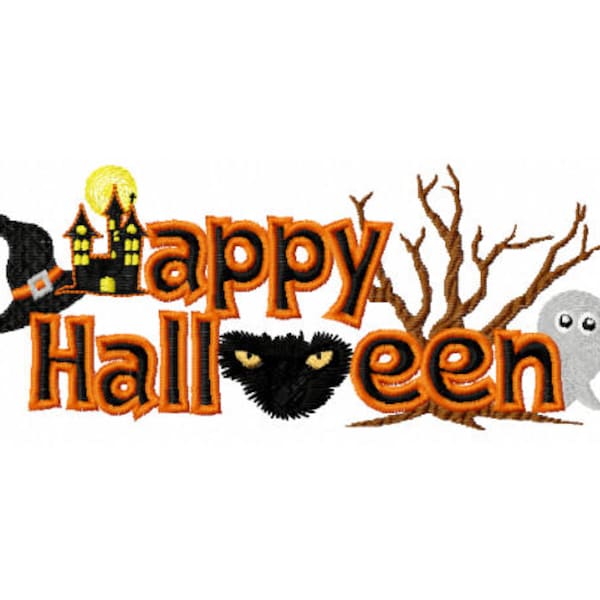 Happy Halloween Embroidery Design - Spooky Halloween Embroidery Design - Halloween Saying Embroidery Design - Kids Halloween Embroidery