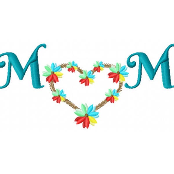 Flower Embroidery Design - Feather Embroidery Design - Mothers Day Embroidery Design - Vacation Embroidery Design - Heart Mom Embroidery
