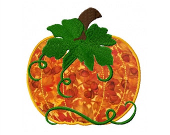 Diseño de aplique de calabaza: bordado de cosecha de otoño (descarga digital)