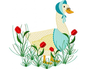 Mother Goose Embroidery Design - Newborn Embroidery Design - Animal Embroidery Design - Sketch Embroidery Design - Nursery Embroidery Design