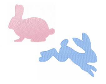 Easter Bunny Silhouette Embroidery - Hopping Bunny Embroidery - Easter Bunny Embroidery - Easter Silhouette - Rabbit Embroidery - 2 pack