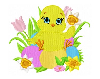 Easter Chick Embroidery Design - Baby Chicken Embroidery Design - Baby Easter Embroidery Design - Kids Embroidery Design - Easter Egg Design