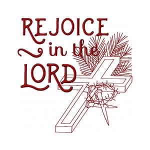 Redwork Embroidery Design - Religious Embroidery Design - Easter Cross Embroidery Design - Easter Embroidery Design - Palm Sunday Embroidery