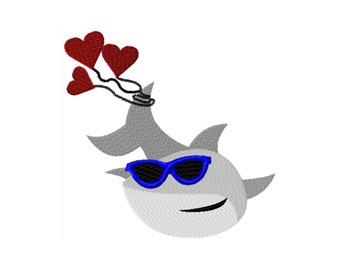Baby Shark Embroidery Design - Love Embroidery Design - Heart Embroidery Design - Valentines Day Embroidery Design - Valentines Embroidery