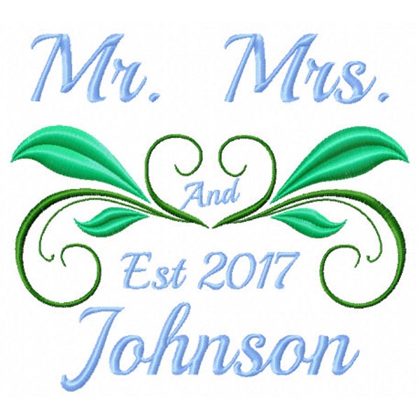 Wedding Embroidery Design - Mr and Mrs Embroidery Design - Wedding Monogram Design - Embroidery Quotes - Wedding Digital Design - Mr & Mrs