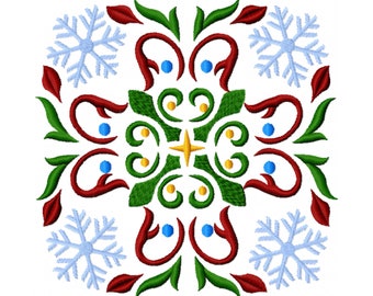 Snowflake Embroidery Design - Christmas Quilt Embroidery Design - Machine Embroidery - Quilt Square Embroidery Design - Christmas Embroidery