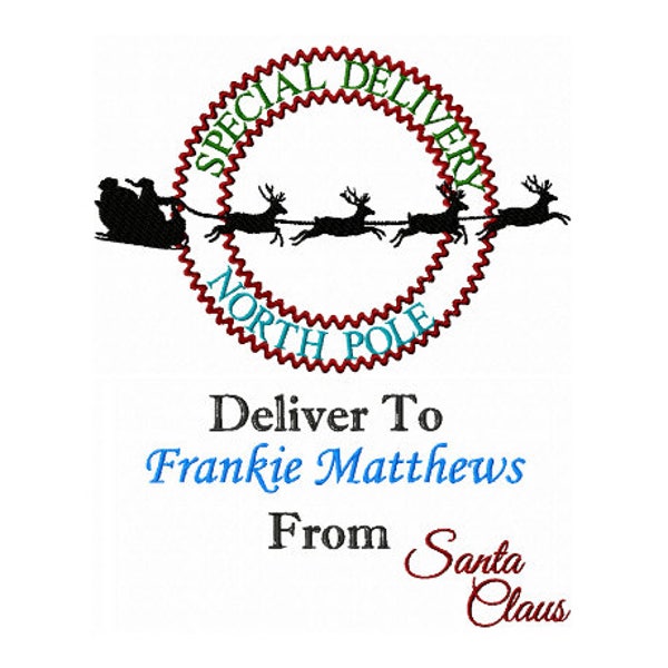 Santa Sack Embroidery Design - Santa Embroidery Design - Special Delivery Embroidery Design - North Pole Embroidery Design - Gift from Santa