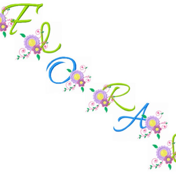 Floral Font Embroidery Design - 3 Inch Embroidery Font - Monogram Initial Font - Machine Embroidery Fonts - Spring Embroidery Font - Flowers