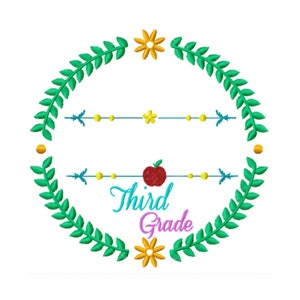 Third Grade Embroidery Design - Back to School Embroidery Design - 2017 Embroidery Design - First Day of School Embroidery Design - Monogram