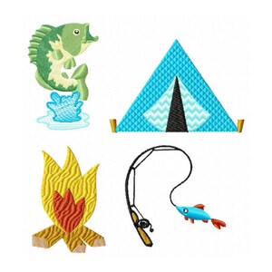 Camping Embroidery Design - Summer Embroidery Design - Fishing ...