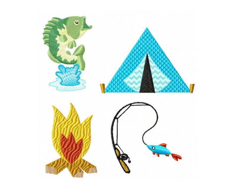 Camping embroidery design summer embroidery design fishing  etsy Camping embroidery design summer embroidery design fishing  etsy