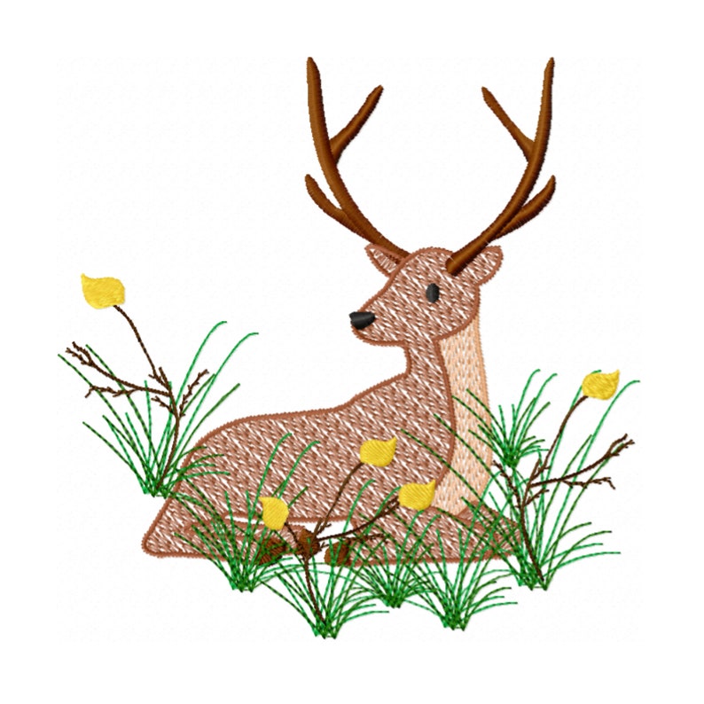 Deer Embroidery Design Sketch Embroidery Design Woodland Etsy