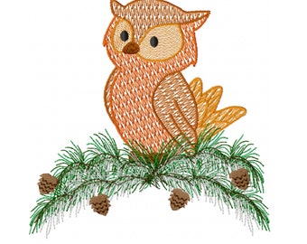 Sketch Owl Embroidery Design - Woodland Embroidery Design - Animal Embroidery Design - Newborn Embroidery Design - Sketch Embroidery Design