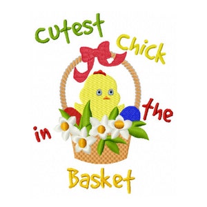 Easter Chick Embroidery - Cute Chick Embroidery - Kids Embroidery - Easter Embroidery Design - Kids 1st Easter Basket - Easter Basket Design