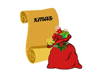 Santa Sack Embroidery Design, Santa's Christmas List, Hes Making a List, Naughty or Nice Embroidery Design, Christmas Embroidery