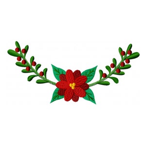 Poinsettia Embroidery Design - Poinsettia Monogram Embroidery Design - Monogram Wreath Embroidery Design - Christmas Embroidery Design
