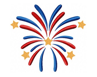 Patriotic Embroidery Design - 4th of July Fireworks Embroidery Design - Firecracker Embroidery Design - Fourth of July Embroidery Design