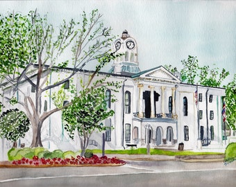 note cards, Oxford Courthouse, Oxford MS, greeting cards, blank cards, watercolor courthouse, watercolor original, Oxford courthouse, MS