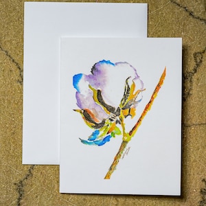 Baumwollkapseln, Mississippi Kunst, Ole Miss, Oxford, Grußkarten, Grußkarten, Blankokarten, Geschenke unter 20, Geschenke für sie, MS Kunst, Aquarell