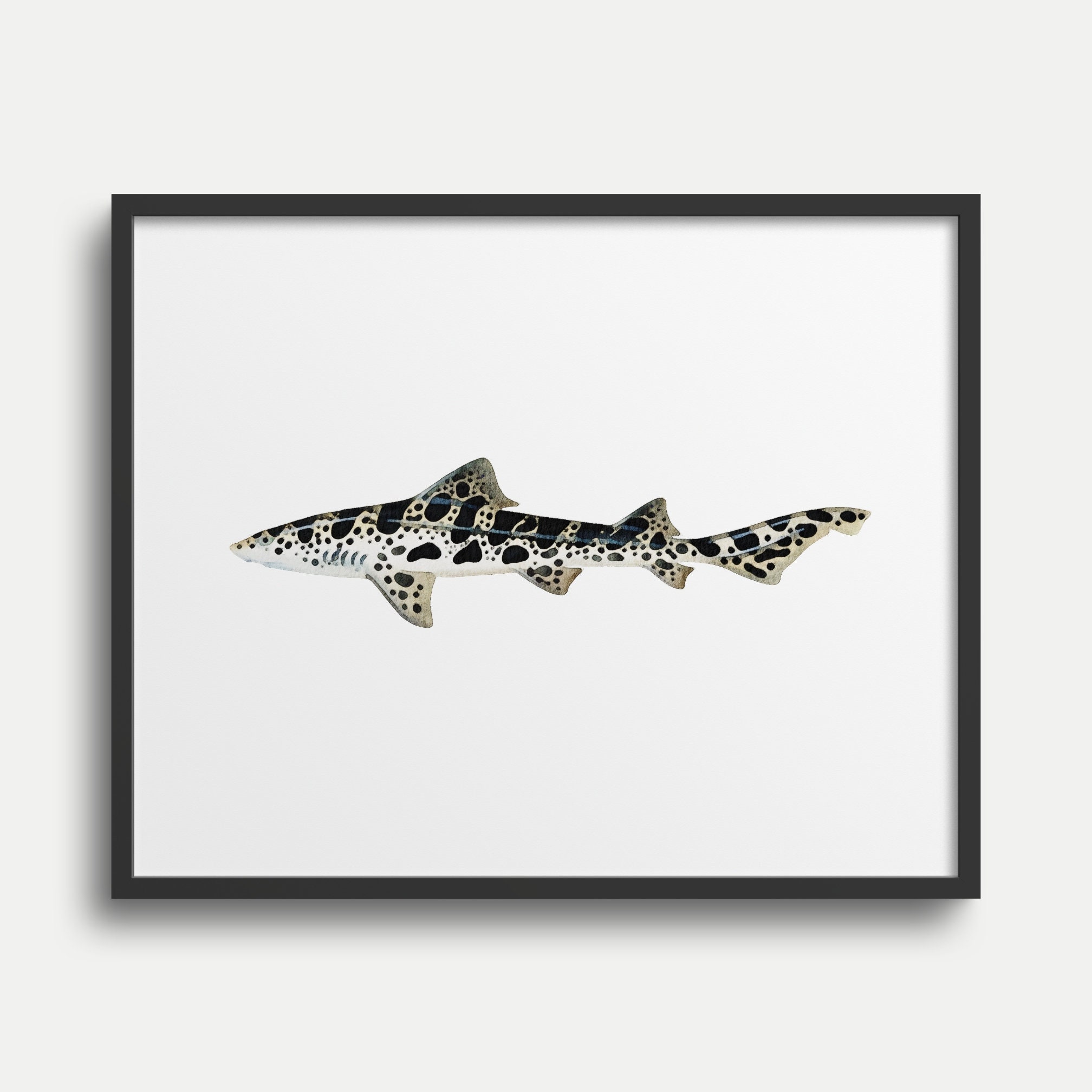 Leopard Shark Art Print Watercolor Nursery Art Ocean Animal | Etsy