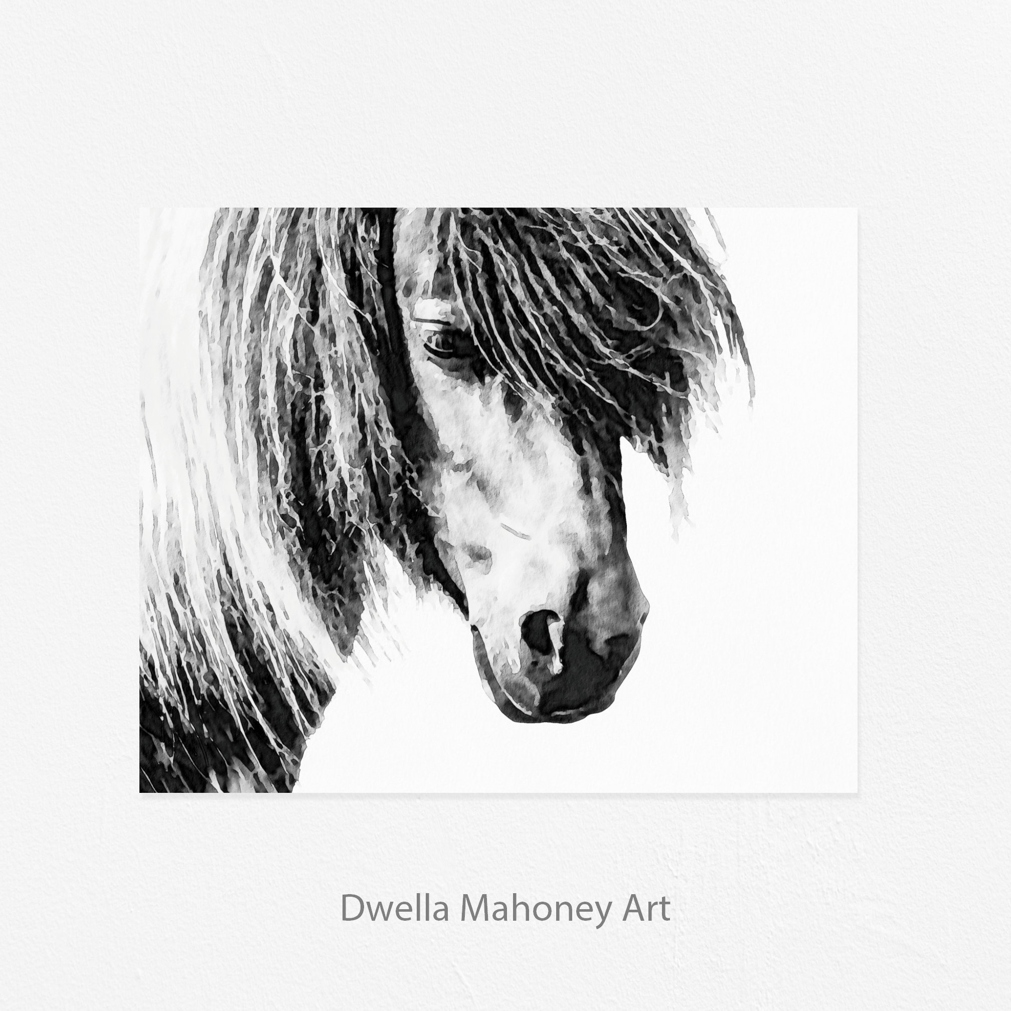 Black and White Horse Art Print Watercolor Horse Painting Etsy