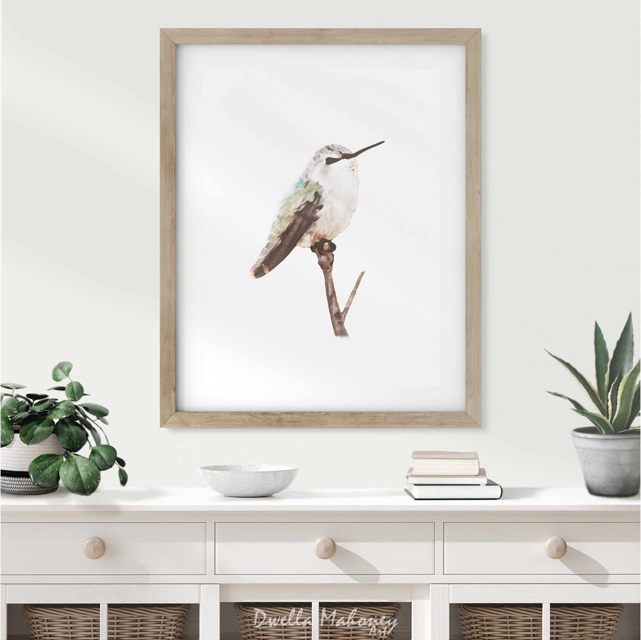 Resting Hummingbird Print Watercolor Bird Painting | Etsy