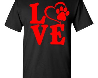 Dog Love Paw Print Graphic Tee: Pet Lover Apparel animal golden rescue lover