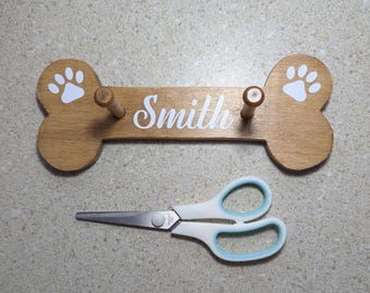 Bone-Shaped Dog Leash Holder: Poplar Wood Wall Hook