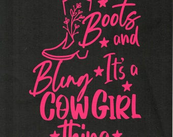 Cowgirl Truck Decal Boots and Bling Line Dancing Country Western Girl Car Sticker Farm Life Farmers Wife