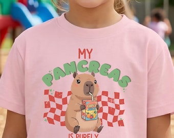 Maglietta per il diabete di tipo 1, il pancreas è in vacanza, maglietta per ragazzi T1D, maglietta per la consapevolezza del diabete di tipo uno, regalo per l'anniversario del diabete, maglietta estiva D-Camp Capibara