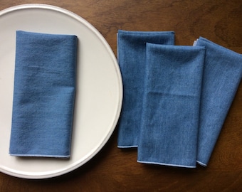 Soft Blue Denim Cloth Napkins 14"