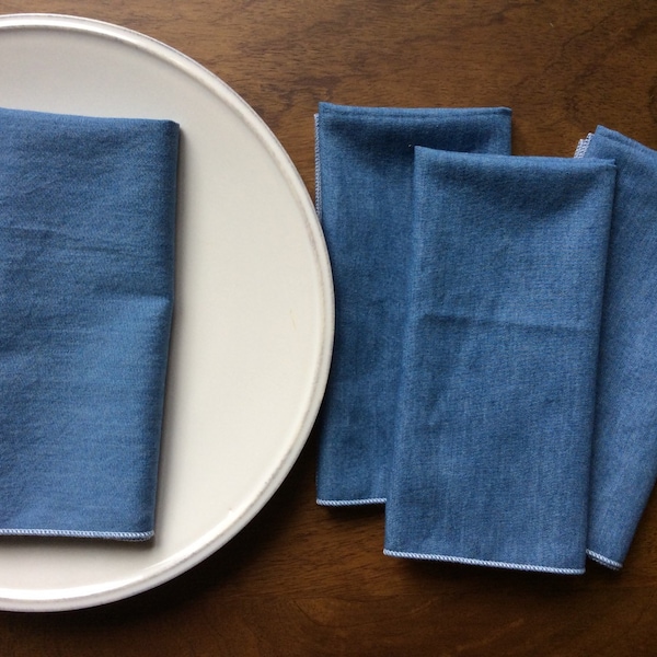 Soft Blue Denim Cloth Napkins 14"