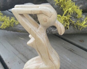 Hand Carved Wood Goddess Statue: Yoga Pachamama Figure