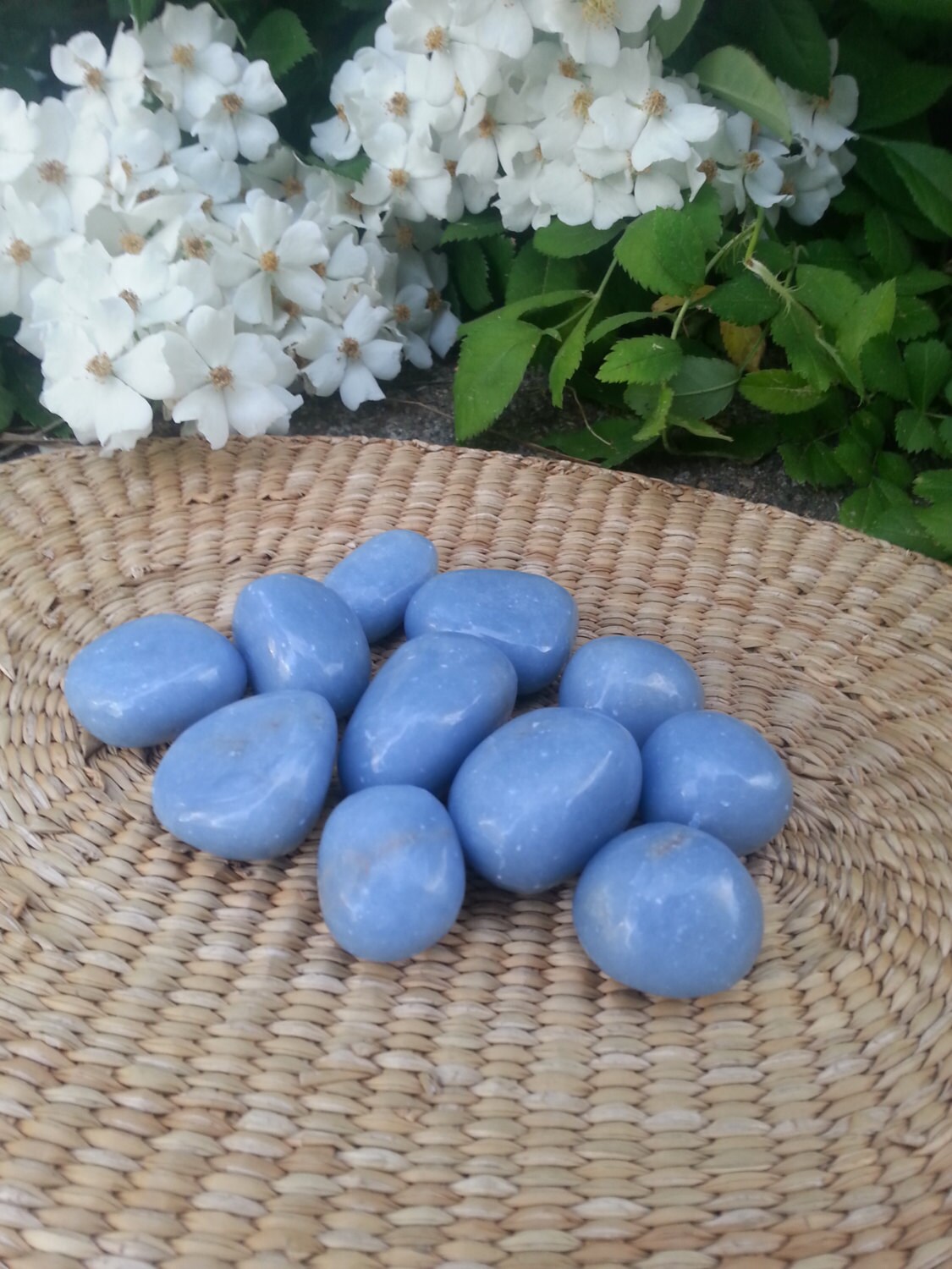 Angelite/ Crystals/ Tumbled Stones/ Polished Angelite/ Throat Chakra/ Healing/ Blue Stone