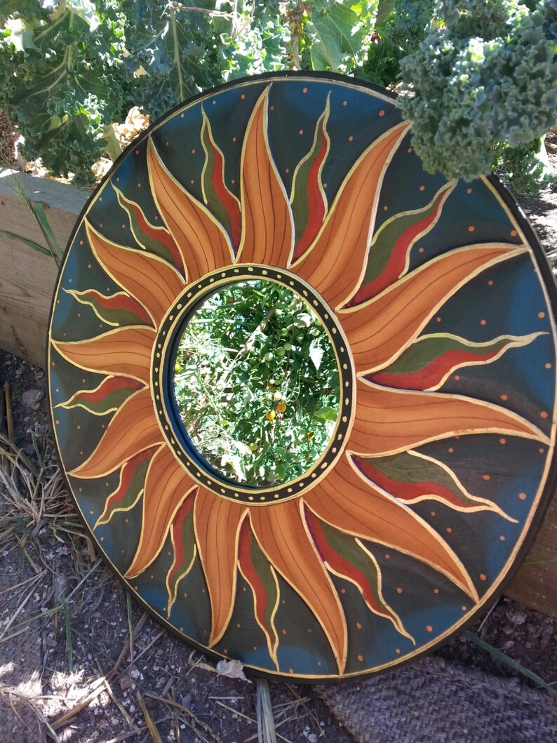 Large Sun Mirror Wooden Wall Hanging Home Decor Vintage Indonesian Beautiful Balinese Handicraft Unique Gift