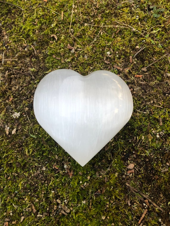 Large Selenite Crystal Heart_ Unique Valentines Day Gift_ White Crystal_ Polished Stone_ Gift for Her_ Gift for Him_ Selenite Crystal Heart