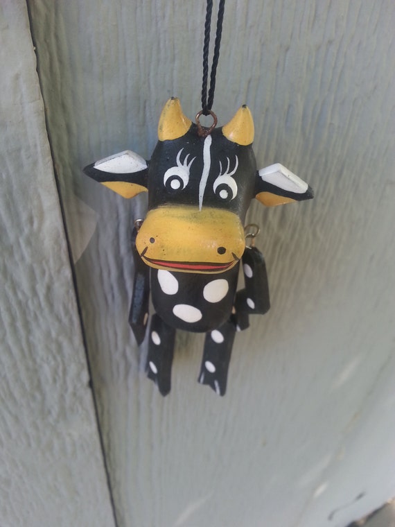 Cow Chirstmas Tree Ornament_ Ornaments_ Wood Ornament_ Handmade Ornament_ Vintage_ Home Decor_ Unique Gift_ Holiday Gift_ Christmas Tree