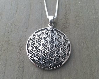 Sterling Silver Flower of Life Necklace: Sacred Geometry Jewelry