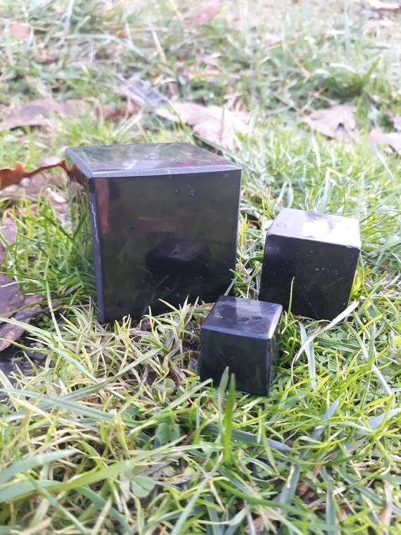 Shungite Crystal Set, 3 Shungite Cubes, EMF Blocker, Black, Gift, Electronics, Black Stone, Cubic, Square, Home Decor, Russian Stone