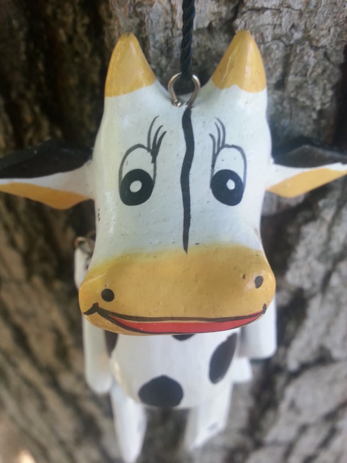 COW Christmas Tree Ornament_ Wood Ornament_ Carved Cow_ Wooden Cow