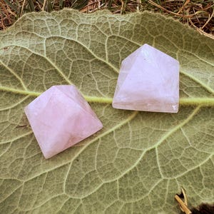 Rose Quartz Pyramid: Pink Crystal Carved Stone Heart Chakra