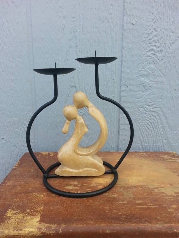 Candle Holder/ Jewelry Dish/ Unity/ Wood Statue/ Metal Candle Holder/ Gift for Her/ Holiday/ Candle/ Metal/ Home Decor