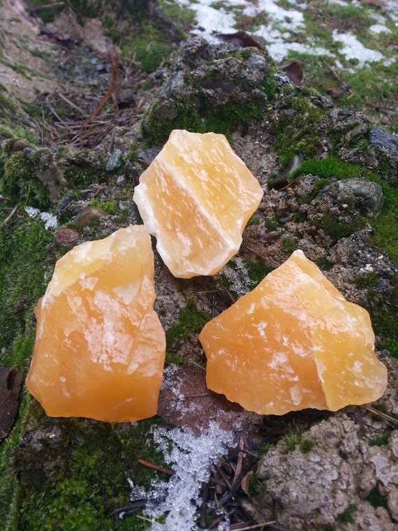 3 Orange Calcite/Crystal Set/ Calcite/ Chakras/ Orange Crystal/ Stocking Stuffer/ Crystal Set/ Worry Stone/ Orange/ Set/ Gift