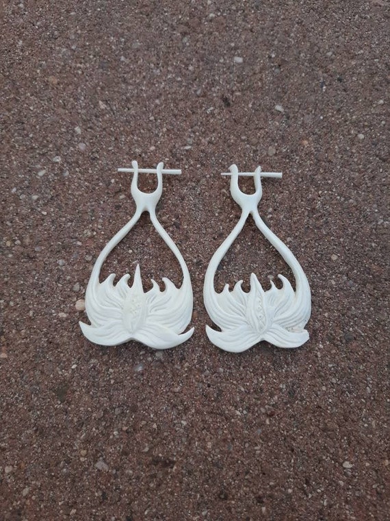Lotus Flower Earrings: Sacred Geometry Jewelry_ Bone Jewelry
