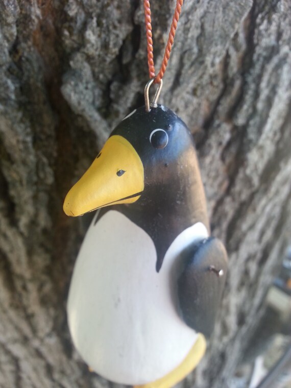 Penguin Wood Ornament_ Spirit Animal_ Unique Gift_ Home Decor_ Penguin_ Wood Statue_ Holiday Gift_ Vintage Ornament