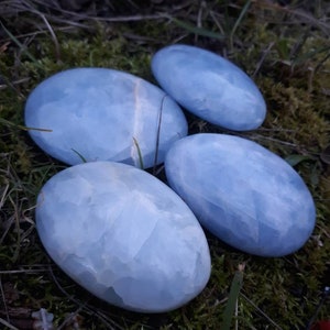 Celestite Polished Blue Crystal, Worry Stone, Blue Crystal, Throat Chakra, Blue, Polished Celestite, Stocking Stuffer, Massage Tool, Gift