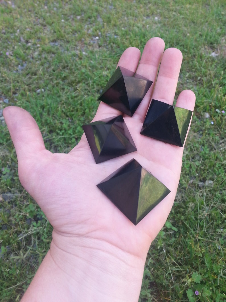 Polished Shungite Pyramid: EMF Shielding Stone, Home Decor (1.5 inch) image 4