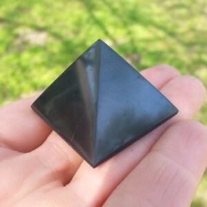 Polished Shungite Pyramid: EMF Shielding Stone, Home Decor (1.5 inch) image 2