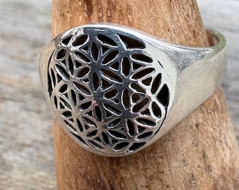 Flower of Life Sacred Geometry Ring: Sterling Silver Jewelry