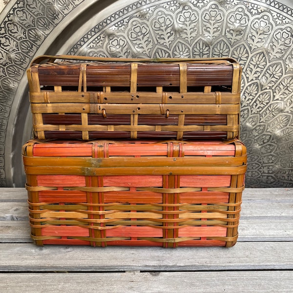 Japanese Bamboo Picnic Basket Etsy